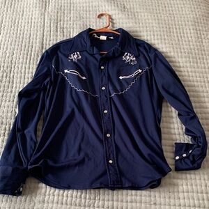 Men's Navy Western Shirt